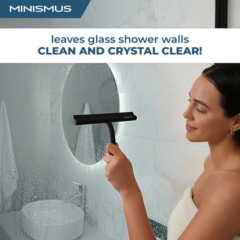 ممسحة دش Minismus مع خطاف - ممسحة نافذة سيليكون - ممسحة دش للأبواب الزجاجية - ممسحة دش زجاجية - ممسحة نافذة (8.25 بوصة سوداء) - Image 3